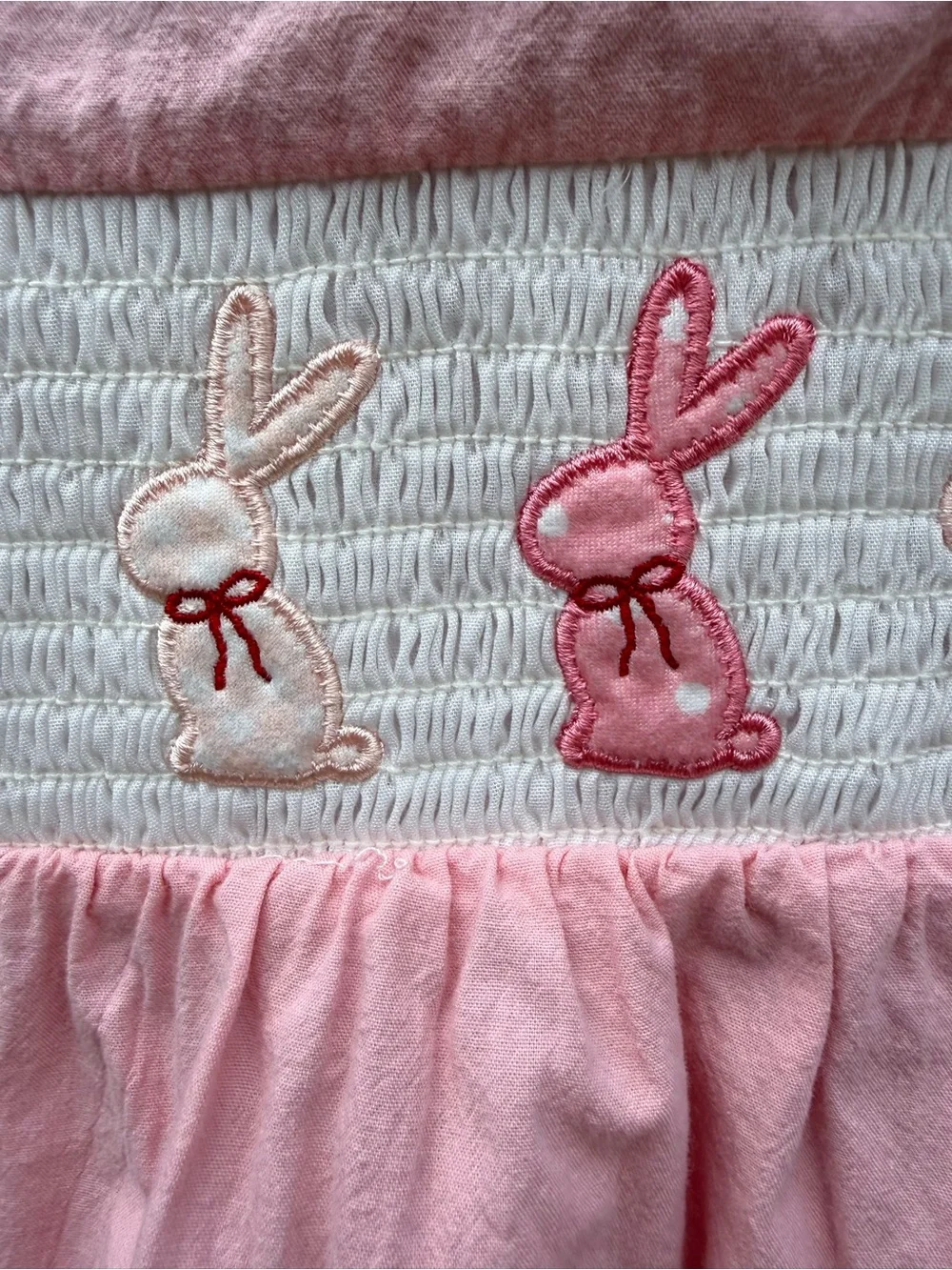 Marie Nicole Easter Smocked Dress Pink Bunny Rabbit Toddler Size Large 4T Spring